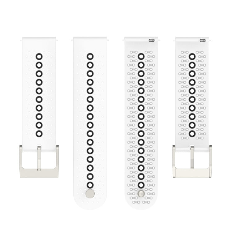20mm Universal Colorful Hole Silicone Watch Band(White Black)