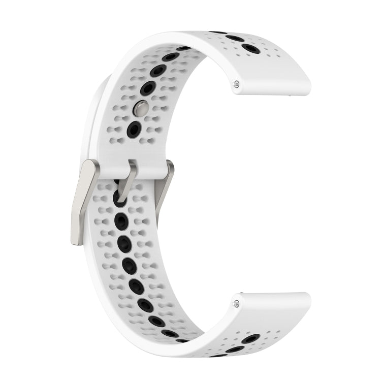 20mm Universal Colorful Hole Silicone Watch Band(White Black)