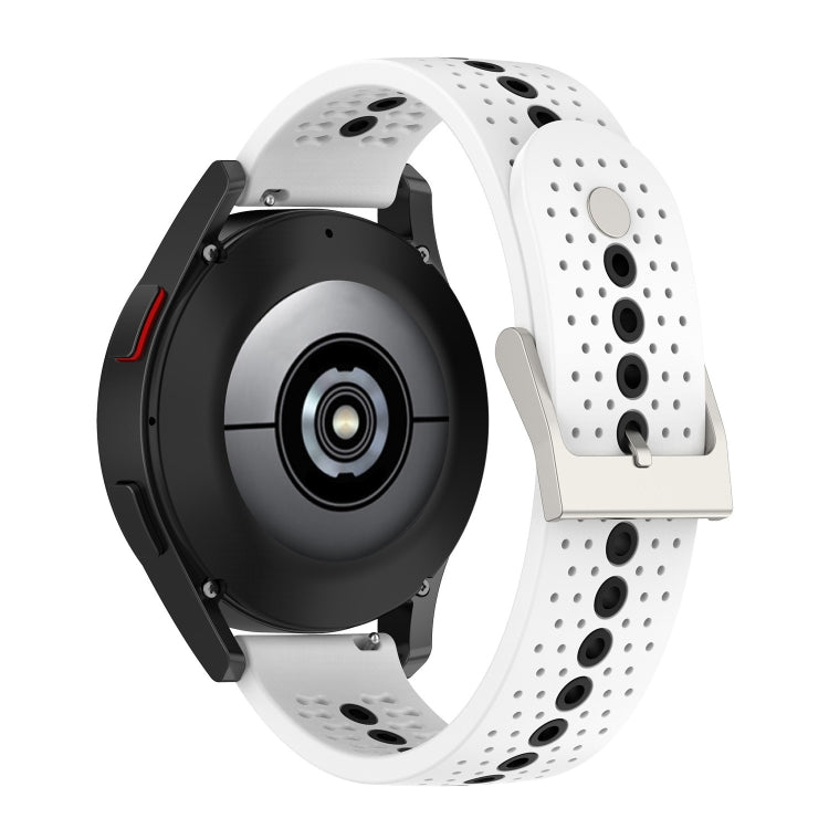 20mm Universal Colorful Hole Silicone Watch Band(White Black)