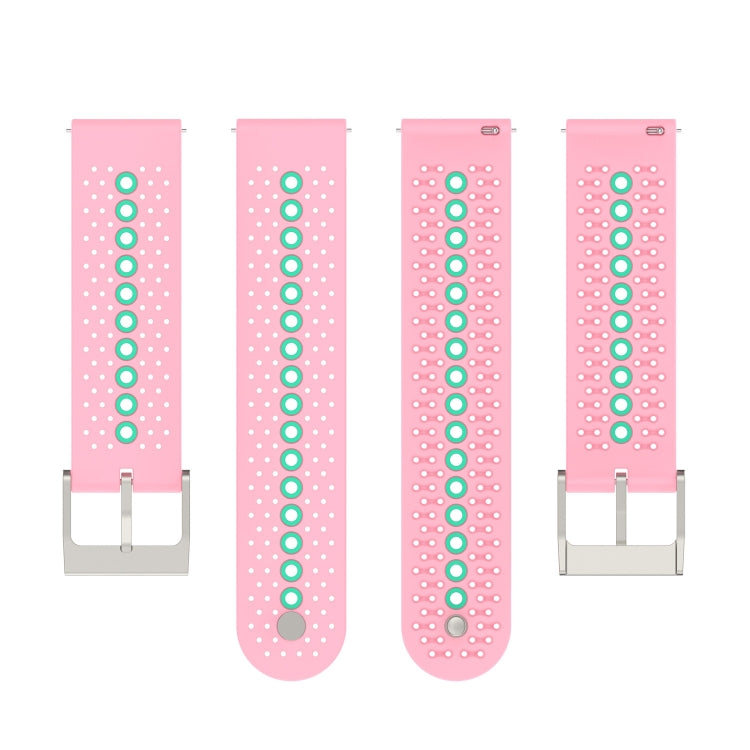 20mm Universal Colorful Hole Silicone Watch Band(Pink Mint Green)