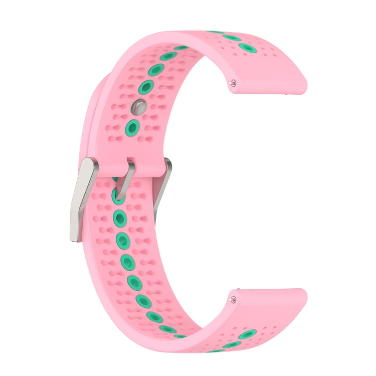 20mm Universal Colorful Hole Silicone Watch Band(Pink Mint Green)
