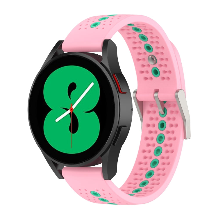 20mm Universal Colorful Hole Silicone Watch Band(Pink Mint Green)
