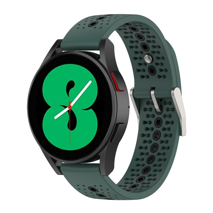 20mm Universal Colorful Hole Silicone Watch Band(Olive Green Black)