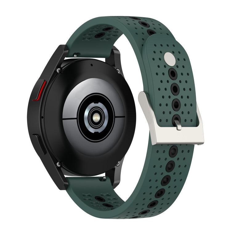 20mm Universal Colorful Hole Silicone Watch Band(Olive Green Black)