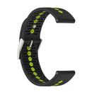 20mm Universal Colorful Hole Silicone Watch Band(Black Lime Green)