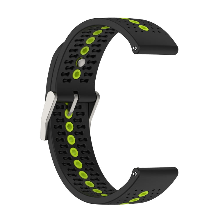 20mm Universal Colorful Hole Silicone Watch Band(Black Lime Green)