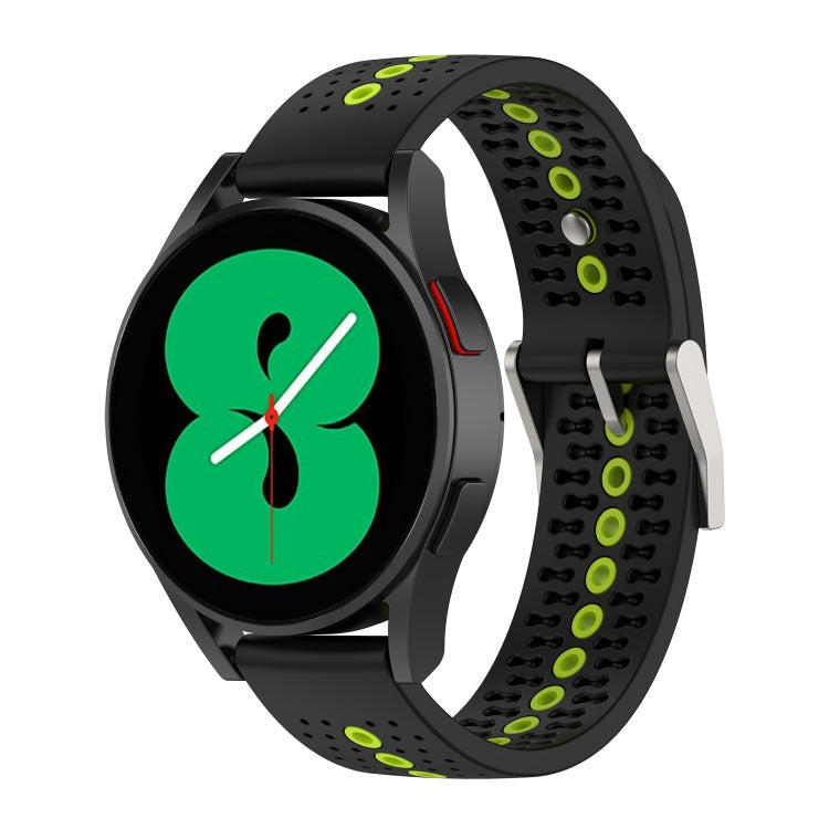 20mm Universal Colorful Hole Silicone Watch Band(Black Lime Green)