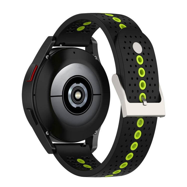 20mm Universal Colorful Hole Silicone Watch Band(Black Lime Green)