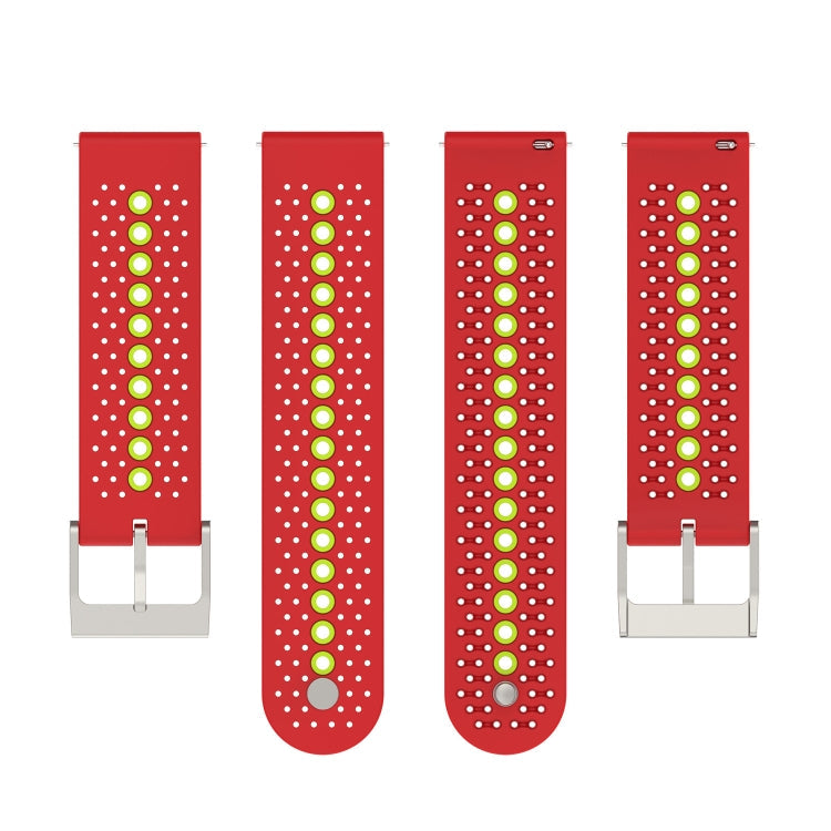 20mm Universal Colorful Hole Silicone Watch Band(Red Green)
