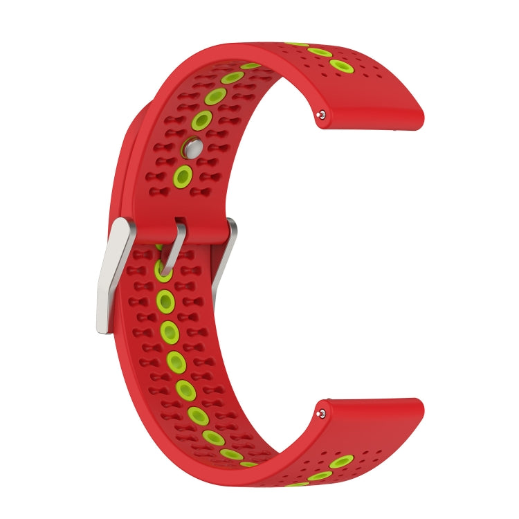 20mm Universal Colorful Hole Silicone Watch Band(Red Green)