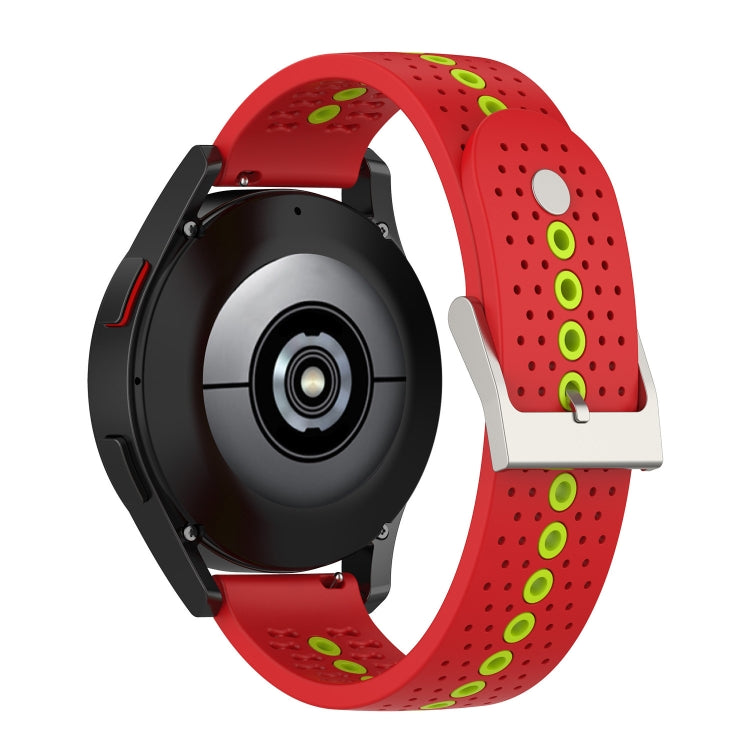 20mm Universal Colorful Hole Silicone Watch Band(Red Green)