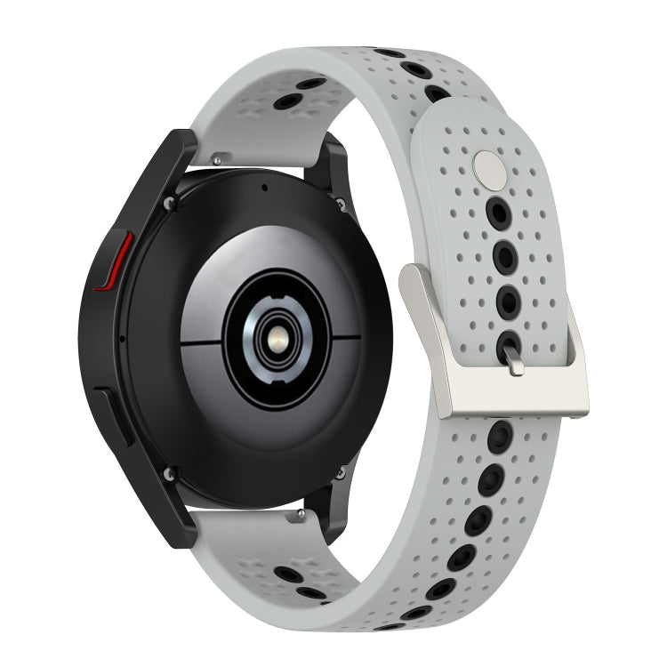 20mm Universal Colorful Hole Silicone Watch Band(Grey Black)
