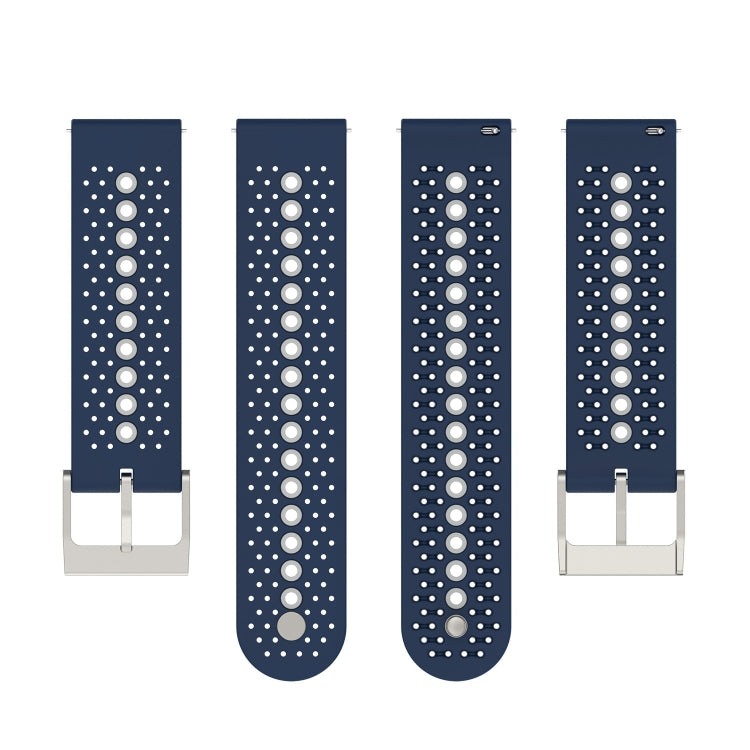 20mm Universal Colorful Hole Silicone Watch Band(Midnight Blue Grey)