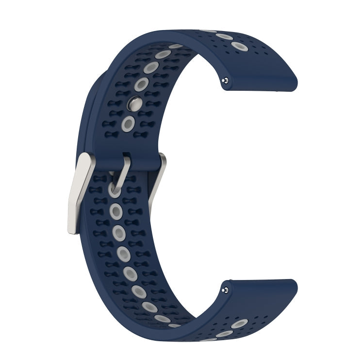 20mm Universal Colorful Hole Silicone Watch Band(Midnight Blue Grey)