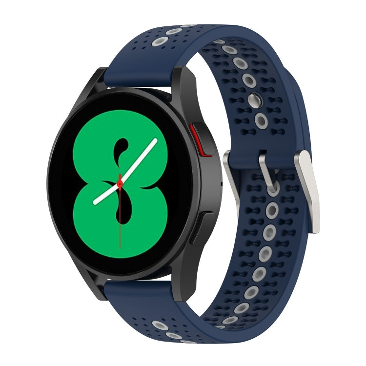 20mm Universal Colorful Hole Silicone Watch Band(Midnight Blue Grey)