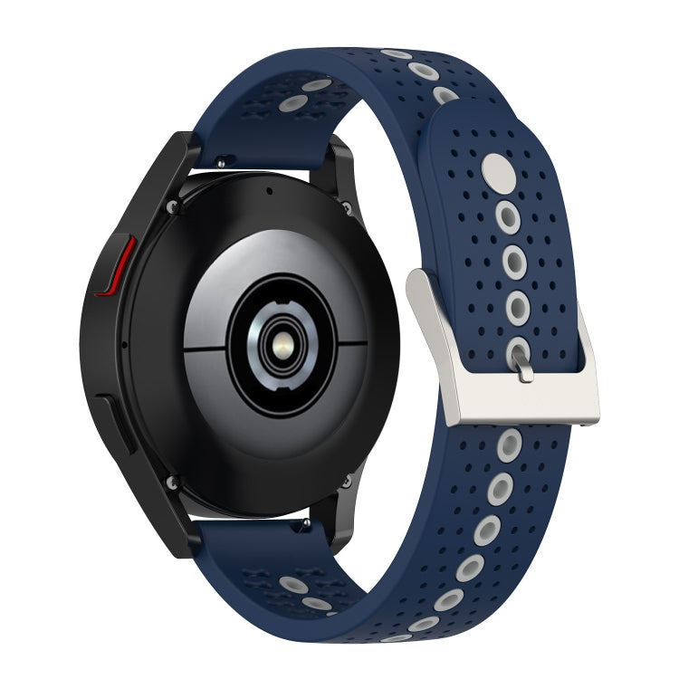20mm Universal Colorful Hole Silicone Watch Band(Midnight Blue Grey)