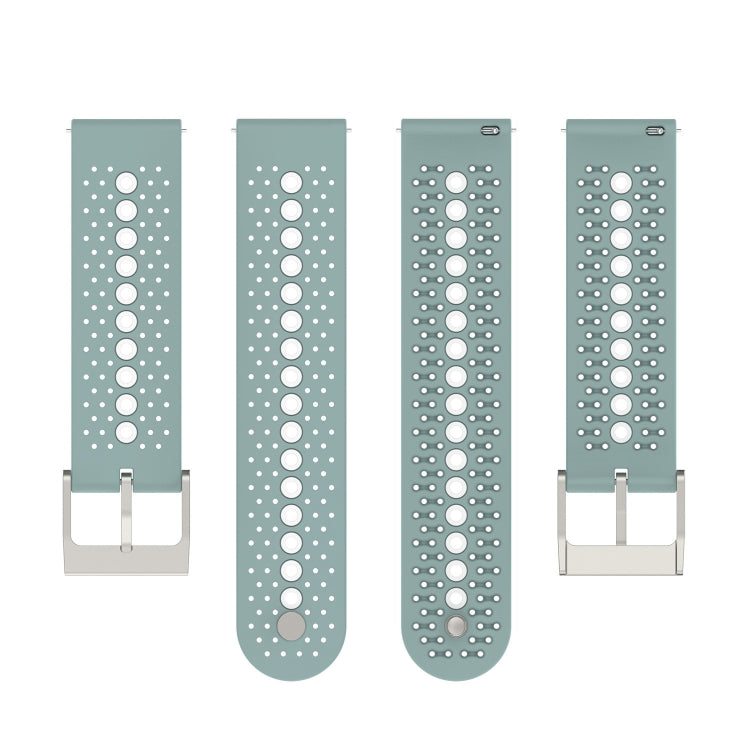 20mm Universal Colorful Hole Silicone Watch Band(Rock Cyan White)