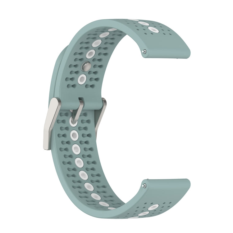 20mm Universal Colorful Hole Silicone Watch Band(Rock Cyan White)