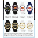 SANDA 6077 Simple Icon Round Dial Ladies Silicone Strap Quartz Watch(Black Gold Dual Mark)