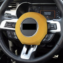 Car Suede Wrap Steering Wheel Airbag Decorative Cover for Ford Mustang 2015-2021, Left and Right Drive Universal(Yellow)