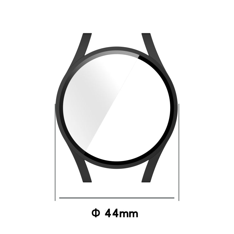 For Samsung Galaxy Watch4 44mm PC Protective Case with Tempered Glass Film(White)