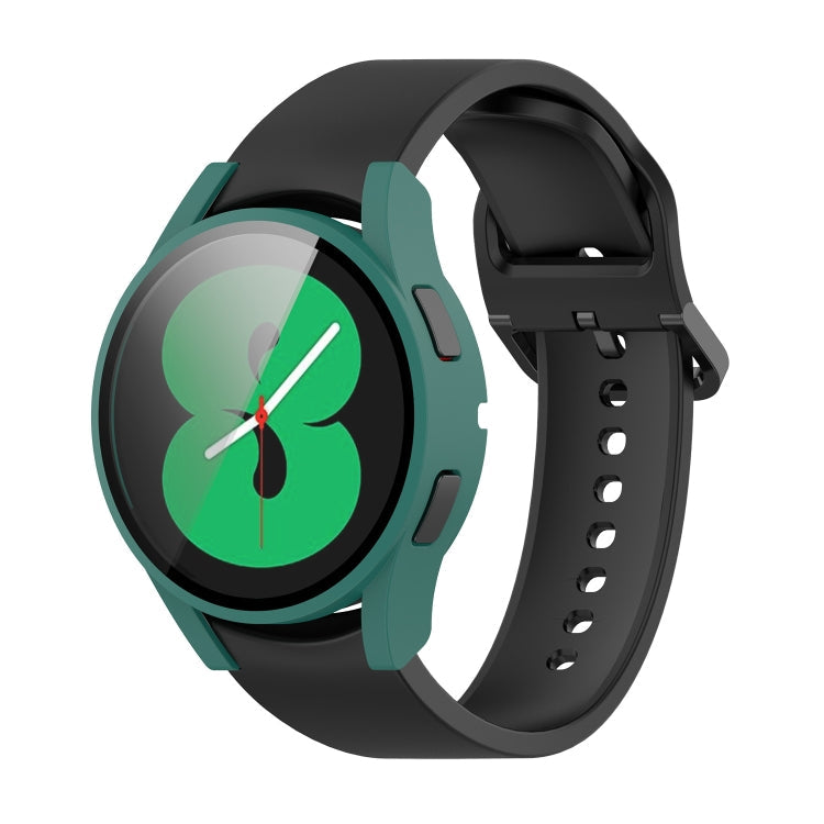 For Samsung Galaxy Watch4 44mm PC Protective Case with Tempered Glass Film(Green)