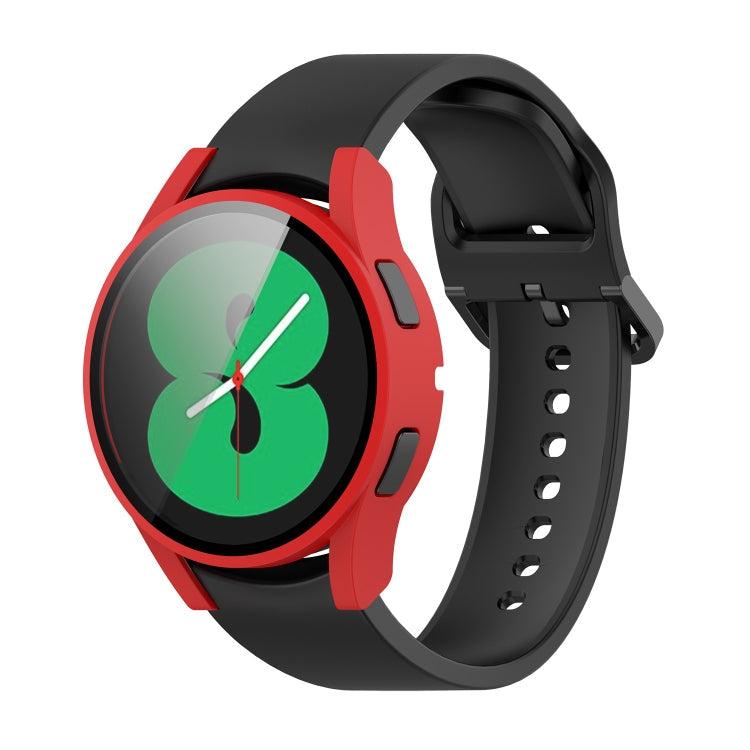 For Samsung Galaxy Watch4 44mm PC Protective Case with Tempered Glass Film(Red)