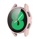 For Samsung Galaxy Watch4 44mm PC Protective Case with Tempered Glass Film(Rose Gold)