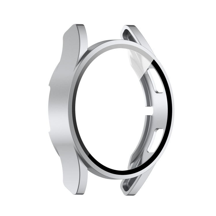 For Samsung Galaxy Watch4 44mm PC Protective Case with Tempered Glass Film(Silver)