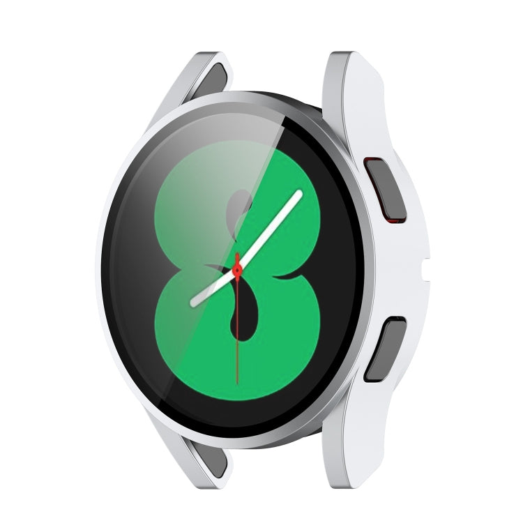 For Samsung Galaxy Watch4 44mm PC Protective Case with Tempered Glass Film(Silver)