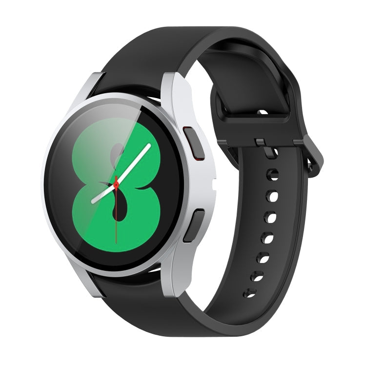 For Samsung Galaxy Watch4 44mm PC Protective Case with Tempered Glass Film(Silver)