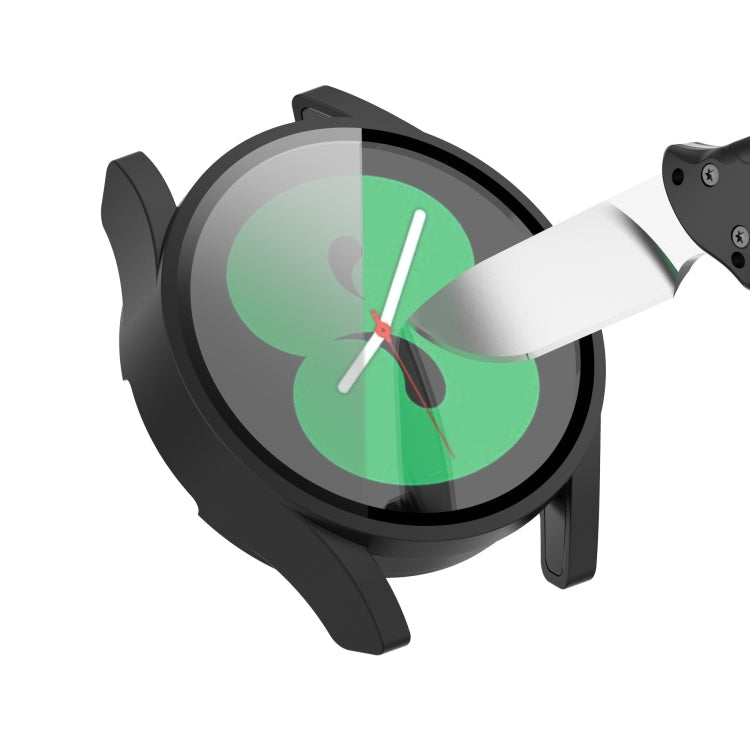 For Samsung Galaxy Watch4 44mm PC Protective Case with Tempered Glass Film(White)