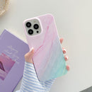 Marble Pattern Shockproof Protective Case For iPhone 13(Pink Green)