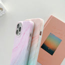 Marble Pattern Shockproof Protective Case For iPhone 13(Pink Green)