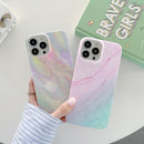 Marble Pattern Shockproof Protective Case For iPhone 13(Pink Green)