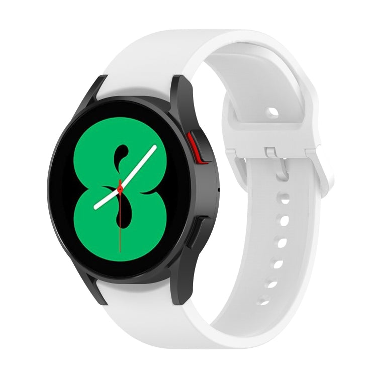 For Samung Galaxy Watch4 40mm / 44mm Silicone Flat Buckle Watch Band(White)