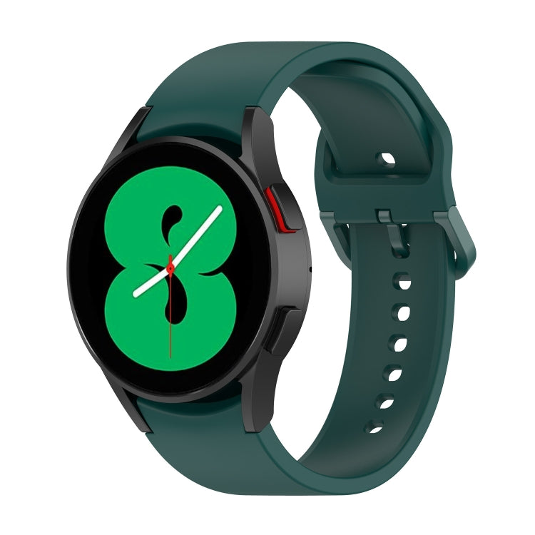 For Samung Galaxy Watch4 40mm / 44mm Silicone Flat Buckle Watch Band(Dark Green)