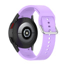 For Samung Galaxy Watch4 40mm / 44mm Silicone Silver Round Buckle Watch Band(Purple)