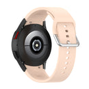 For Samung Galaxy Watch4 40mm / 44mm Silicone Silver Round Buckle Watch Band(Light Pink)