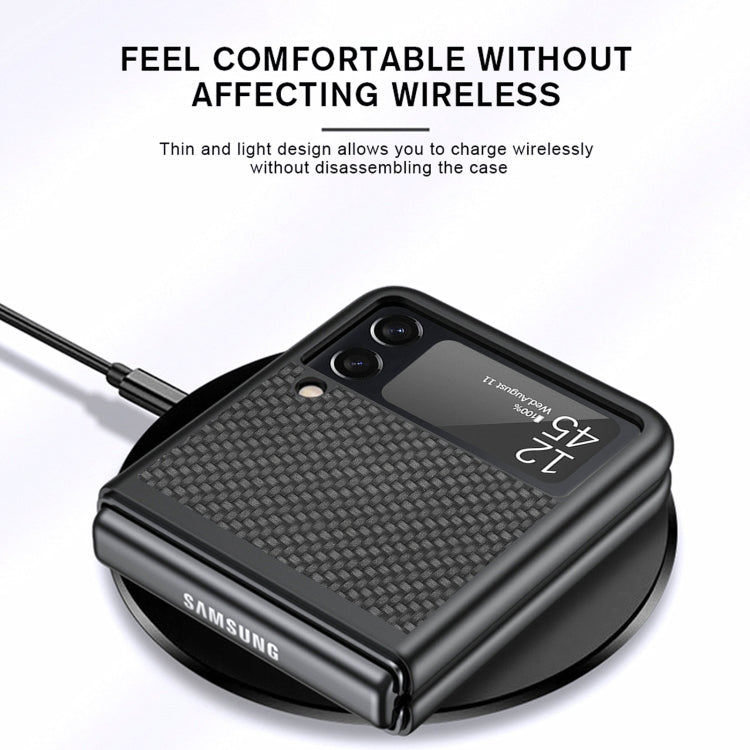 For Samsung Galaxy Z Flip3 5G Cross Pattern Slim PC Protective Case(Black)