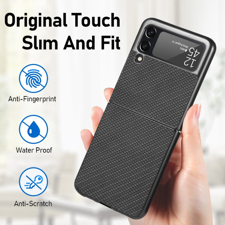 For Samsung Galaxy Z Flip3 5G Cross Pattern Slim PC Protective Case(Black)