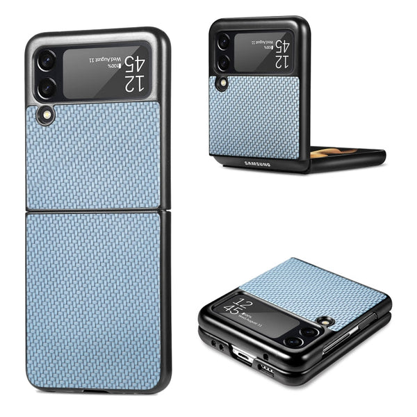 For Samsung Galaxy Z Flip3 5G Cross Pattern Slim PC Protective Case(Blue)