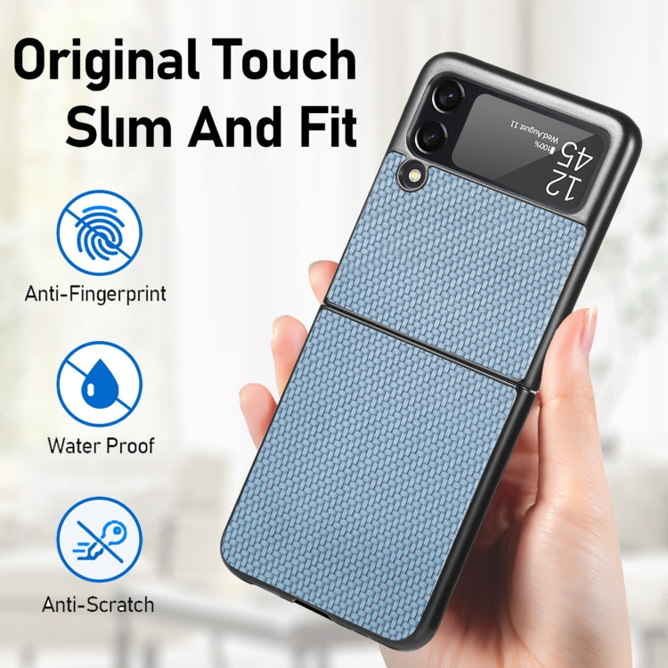 For Samsung Galaxy Z Flip3 5G Cross Pattern Slim PC Protective Case(Blue)