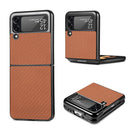 For Samsung Galaxy Z Flip3 5G Cross Pattern Slim PC Protective Case(Brown)