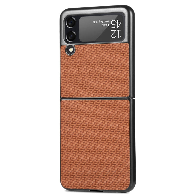 For Samsung Galaxy Z Flip3 5G Cross Pattern Slim PC Protective Case(Brown)