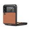 For Samsung Galaxy Z Flip3 5G Cross Pattern Slim PC Protective Case(Brown)