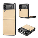 For Samsung Galaxy Z Flip3 5G Cross Pattern Slim PC Protective Case(Yellow)
