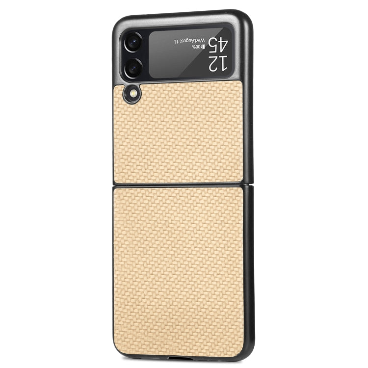 For Samsung Galaxy Z Flip3 5G Cross Pattern Slim PC Protective Case(Yellow)