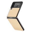 For Samsung Galaxy Z Flip3 5G Cross Pattern Slim PC Protective Case(Yellow)