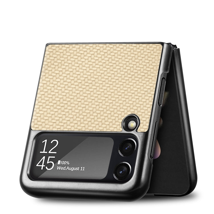 For Samsung Galaxy Z Flip3 5G Cross Pattern Slim PC Protective Case(Yellow)